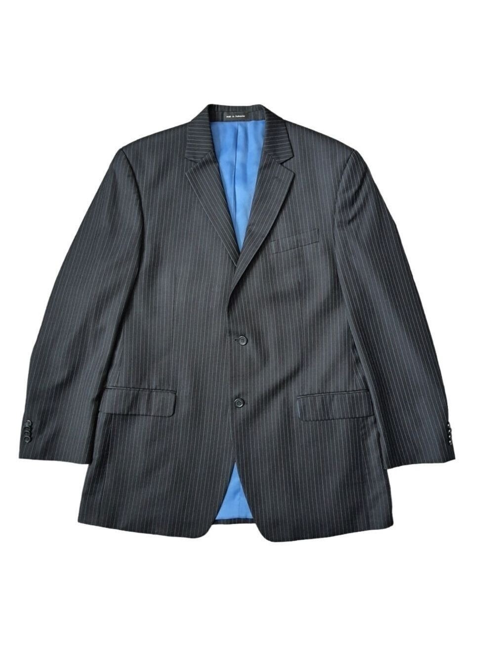 MICHAEL MK Mens Blue Striped Black Suit Jacket Size 4